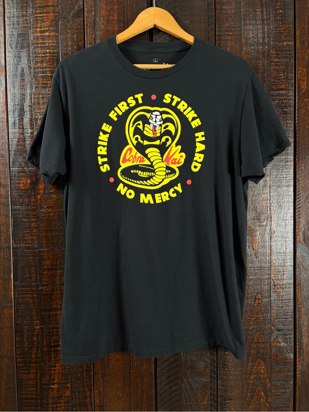 Cobra Kai Strike First Black Graphic Tee - Men's Large